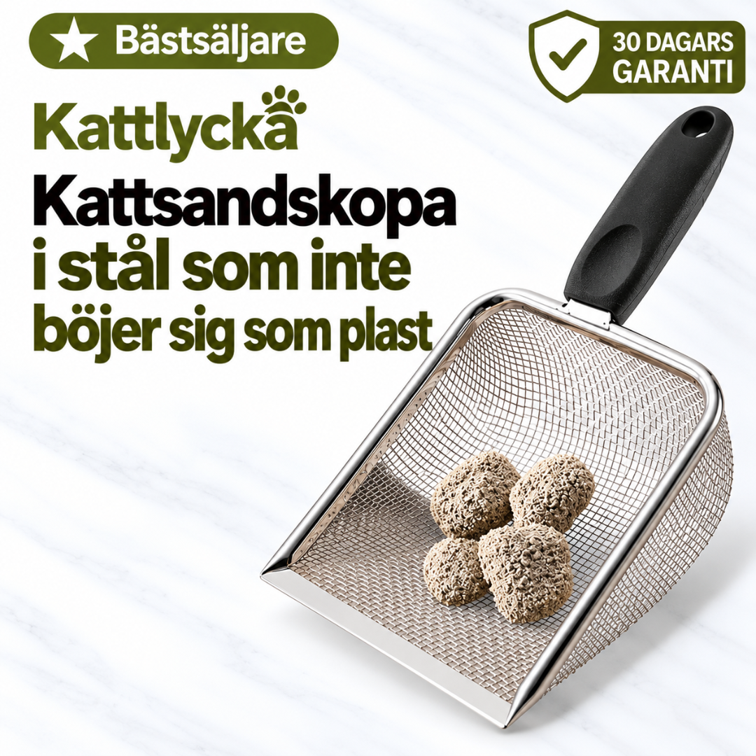 Kattlycka - Kattsandskopa i stål som inte böjer sig som plast